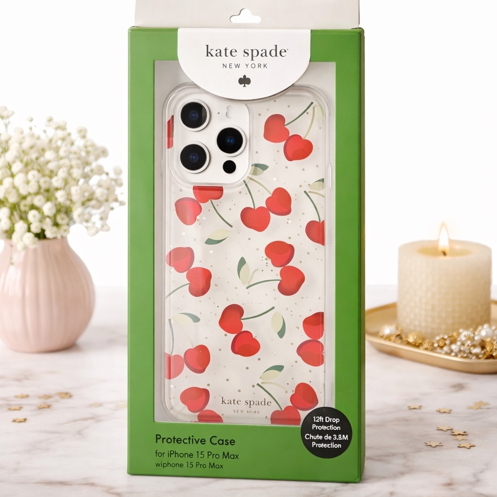 Kate Spade iPhone 16 Pro Max Case Cherry Print | MagSafe New (Box cornerDamage)